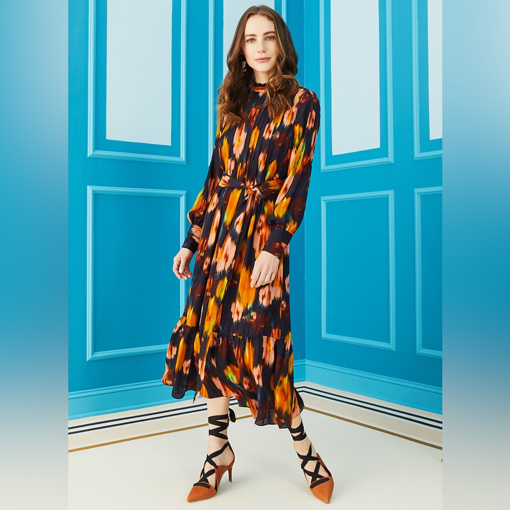Marie Oliver Catie Dress In Sapphire Orange Size Medium